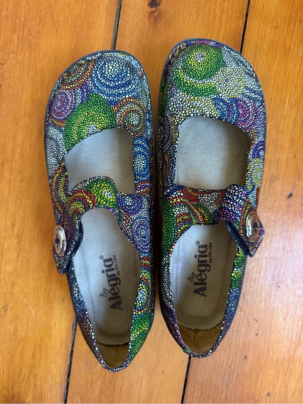Alegria by PG Lite Mary Jane Shoes in Multicolor Dot Pattern